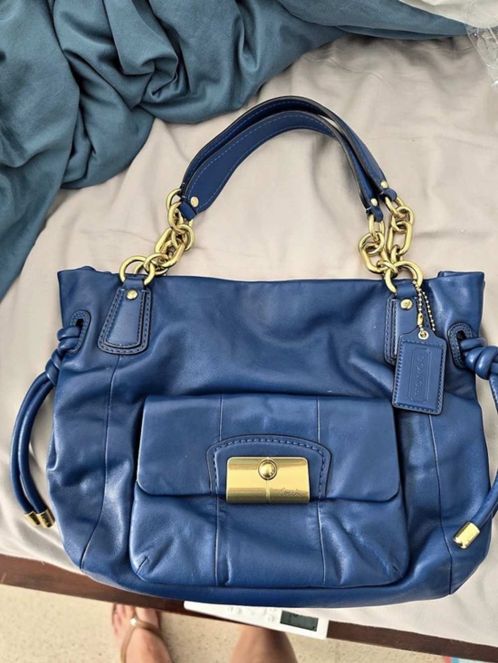 Coach Kristen Blue Leather Shoulder Bag